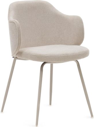 K Home Design Stuhl Ferdinand mit Armlehnen - Chenille Light Beige