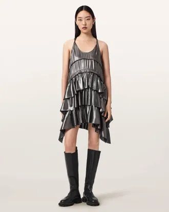 AllSaints Cavarly Metallic Mini Dress