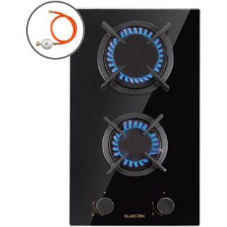 Klarstein Klarstein Goldflame Domino Piano Cottura a Gas 2 Fornelli Bruciatore in Ottone Vetroceramica