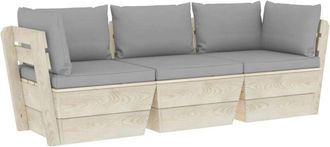 vidaXL Sof&aacute; De Palets De Jard&iacute;n 3 Plazas Con Cojines Madera De Abeto Vidaxl