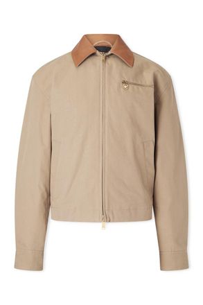 Versace Leather-Trimmed Padded Cotton-Canvas Blouson Jacket