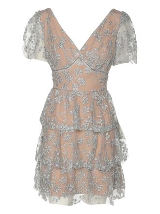 Self Portrait S 2022 embroidered mini dress - Neutrals
