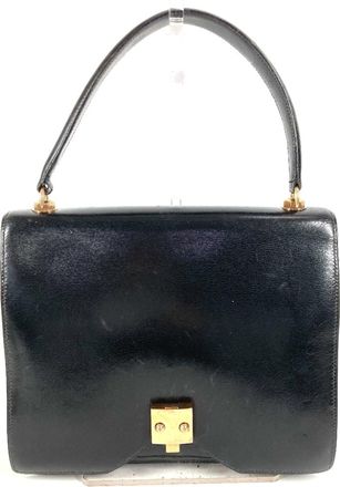 Herm&egrave;s Black Box Calf Leather Handbag Tote Bag (Pre-Owned)