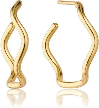 Lily & Roo Gold Wavy Curve Hoop Earrings