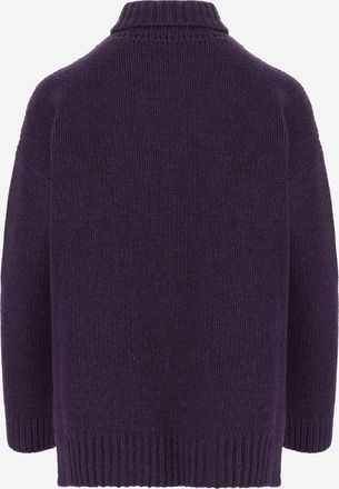 Bruno Manetti Womens Sweater Cable-Knit Wool And Cashmere Purple Virgin