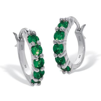 Palm Beach Jewelry Birthstone Sterling Silver Huggie Hoop Earrings