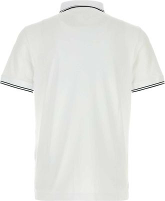 Stone Island Mens White Stretch Piquet Polo Shirt Exterior: Cotton Elastane T-shirts And Polos