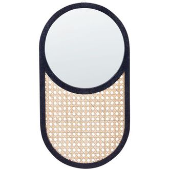 Beliani Beliani - Espejo De Pared De Rat&aacute;n Natural Con Marco Ovalado Trenza Vienesa Negro 30 X 56 Cm Baleal