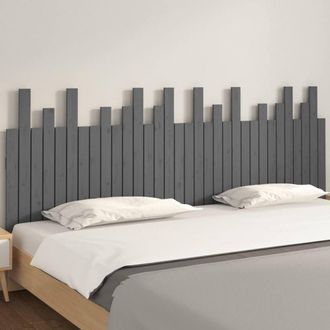 Berkfield Home Wall Headboard Grey 204x3x80 cm Solid Wood Pine | Size: 204 x 3 x 80 cm