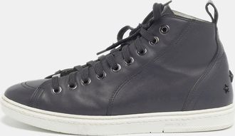 Jimmy Choo London Grey Leather High Top Sneakers