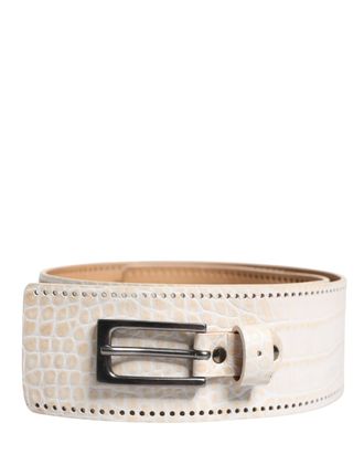 Scervino Street Textu Leather Wide Metal Buckle Womens Belt (Pre-Owned)
