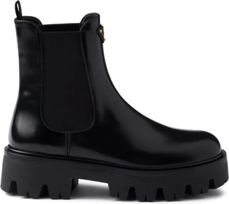 Prada 55 mm Chelsea laarzen met triangel logo - Zwart