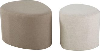 Maisons du monde Pufs gris claro y blanco (x2)