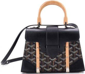 Goyard Structured Saigon Top Handle Bag Coated Canvas with Leather Mini
