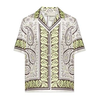 Tory Burch Tory Burch, Shirts, female, Beige, Size: S Silk Printed Shirt