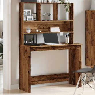 Berkfield Home Decorative Desk with Shelves Old Wood 102x45x148 cm Engineered Wood in Brown | Size: 102 x 45 x 148 cm