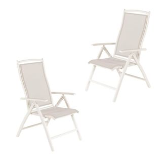 ED&Egrave;N JARD&Iacute; Pack 2 sillones para jard&iacute;n plegable blanco envejecido