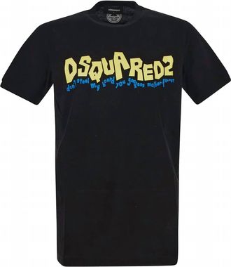 Dsquared2 Mens Waving Logo Graphic Cotton T-Shirt In Black