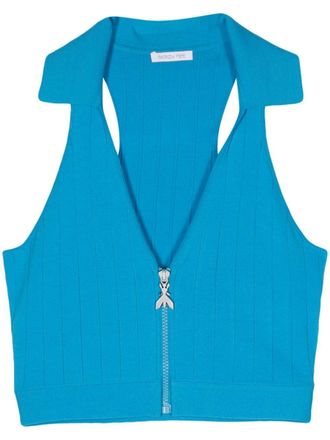 Patrizia Pepe ribbed zip-up tank top - Blue