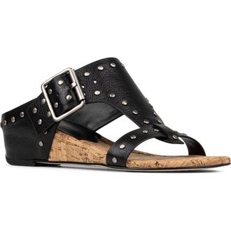 Donald J Pliner Buckle Wedge Sandal in Black at Nordstrom, Size 7.5
