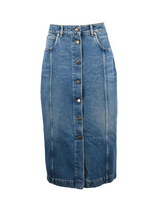 Golden Goose Blue Christine Denim Polyester Cotton Skirt