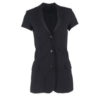 Toteme Single-Breasted Short Sleeve Blazer in Black Wool