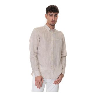 Harmont & Blaine Heren, Overhemden, Beige, Maat: 4XL Linnen