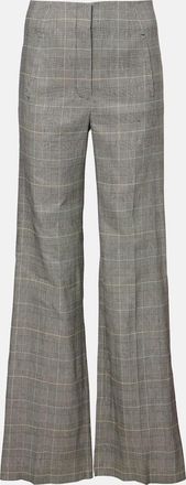 Veronica Beard Jude checked linen-blend wide-leg pants