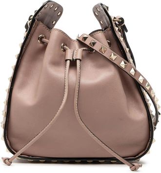 Valentino Pre-owned Valentino Small Leather Rockstud Bucket Bag TV-N178BOL2