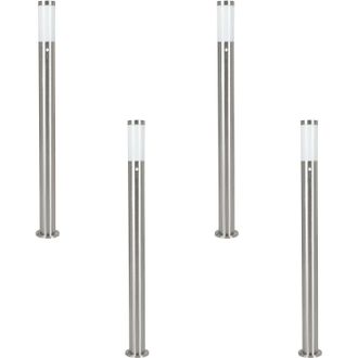 Loops 4 PACK IP44 Outdoor Bollard Light PIR Sensor Stainless Steel 1100mm Lamp Post in Metallics