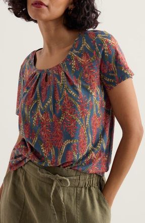 Seasalt Cornwall Appletree Floral Keyhole T-Shirt in Red Hot Poker Dusk at Nordstrom, Size 18