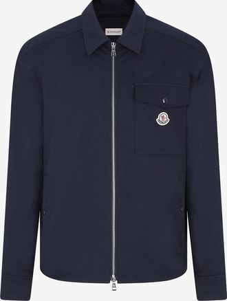 Moncler Kurze Overshirt aus K&ouml;per mit Hemdkragen