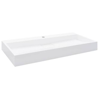 Berkfield Home Wash Basin 100x46x11 cm Mineral Cast/Marble Cast White | Size: 100 x 46 x 11 cm