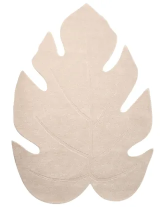 Beliani Tappeto In Lana A Forma Di Foglia Tuftato A Mano 160 X 230 Cm Bianco Sporco Nainital