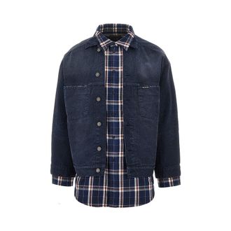 Balenciaga Denim and flannel Patched shirt-jacket Man M