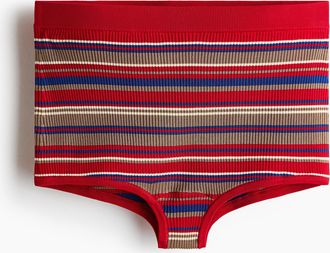 H&M Minishorts aus Rippstrick - Rot/Gestreift