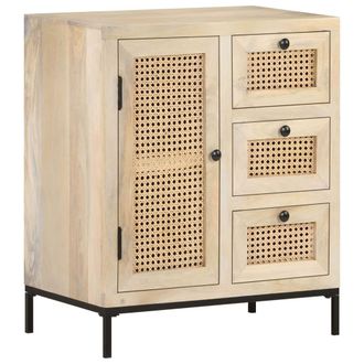 vidaXL Manguera Masiva Y Paja Natural De 60x35x70 Cm En Masiva Y Paja Natural - 235491