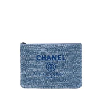Chanel Pre-owned Deauville O Case - Dames - Pre-owned - Blauw - Maat: ONE Size Denim