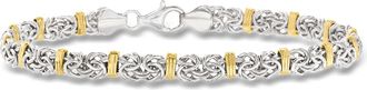 Ross-Simons Sterling Silver and 14kt Yellow Gold Byzantine Station Bracelet