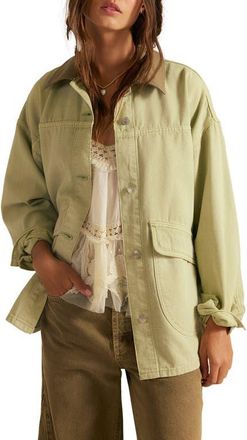 Free People Lemon Canvas Chore Jacket in Washed Sage at Nordstrom, Size X-Small