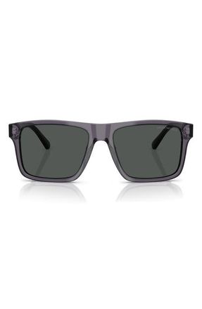 Emporio Armani 57mm Square Sunglasses in Transparent Dark Grey /Smoke at Nordstrom