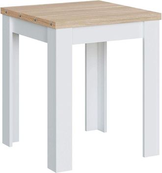 Home Heavenly Home Heavenly - Mesa Extensible Cuadrada De Cocina Katia, Tipo Libro De 67 Cm Hasta Los 134 Cm De Ancho. Color: Blanco Artik - Roble Canadian