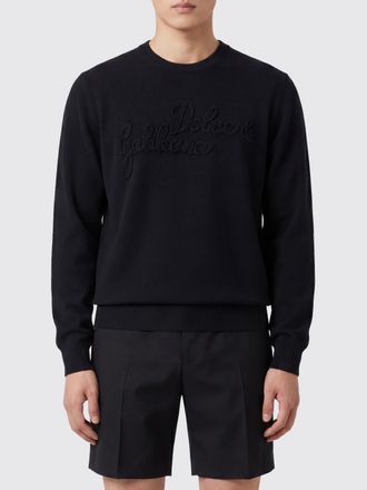 Dolce & Gabbana Maglia girocollo in pura lana vergine nera con logo lettering