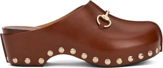 Gucci Clogs, female, Brown, Size: 10 US Platform Clog with Horsebit