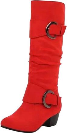 Generic Womens Winter Knee Punk Knight Boots Square Heel West Cowboy Boots