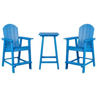 Beliani Beliani - Conjunto De Balc&oacute;n Mesa Alta Y Sillas Jard&iacute;n Azul Adirondack