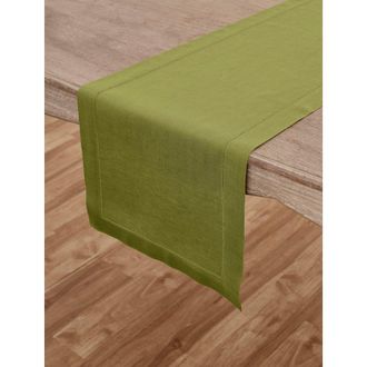Solino Home Linen Table Runner for Dining Table, Holiday and Everyday Table Decor - Classic Hemstitch in Avocado at Nordstrom, Size Xx-Small