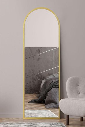 MirrorOutlet Gold Framed Arched Leaner/Wall Mirror 71 X 24 (180CM X 60CM) | Size: 1 Pack