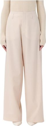 Philosophy di Lorenzo Serafini Wijde broek - Dames - Wijde Broeken - Beige - 2XS - Wol - Broeken