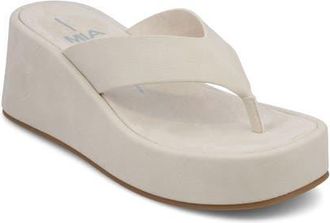 Mia Niccola Platform Wedge Flip Flop in Ecru at Nordstrom, Size 7.5